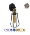 GLOBOSTAR® CATEL 01056 Vintage Φωτιστικό Τοίχου - Απλίκα με Ντουί 1 x E27 AC 220-240V IP20 - Μαύρο & Χρυσό - Μ12 x 15 x Υ32cm